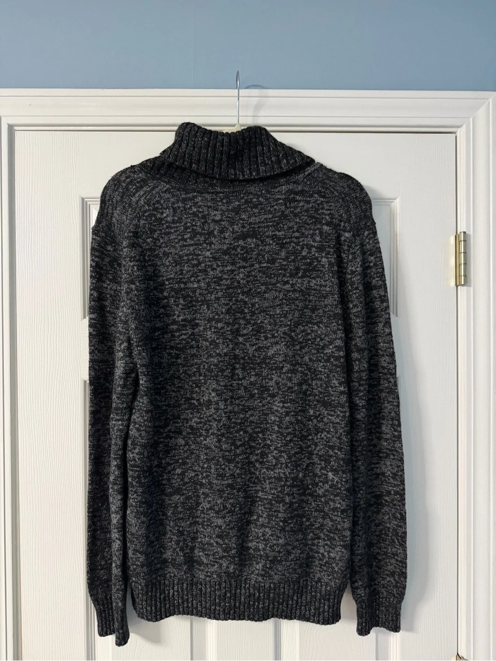 Armani Exchange Charcoal Gray Marled Zip Funnel-Neck Sweater